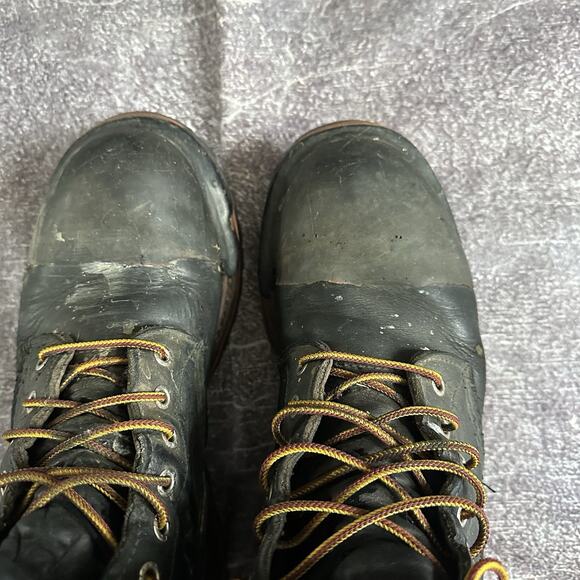 Men\'s Red Wing 218 Rugged Black Leather Logger Max Fire Fighting Boots Sz 7.5 D main image 8